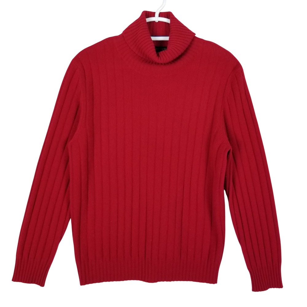 Country Shop Cashmere Turtleneck Sweater Womens XL Red Ribbed Knit Australia